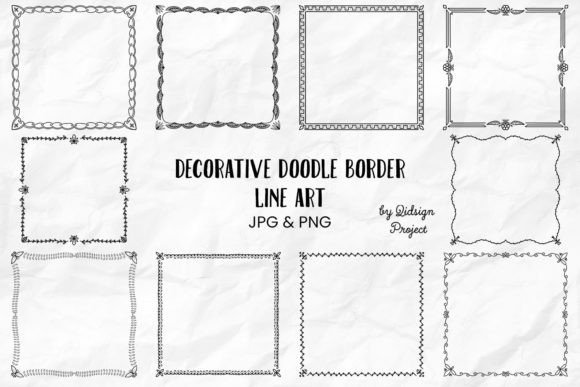 10 Decorative Doodle Border Line Art: A Versatile Tool for Creative Projects