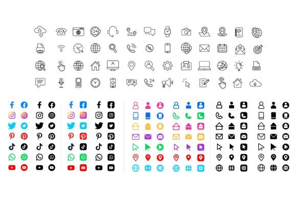 Icons and Social Media Logo Set