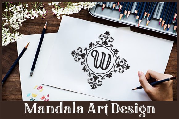 Mandala W Letter Design for Creative Projects