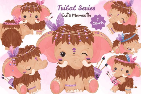 Tribal Series Cute Mammoth Clipart